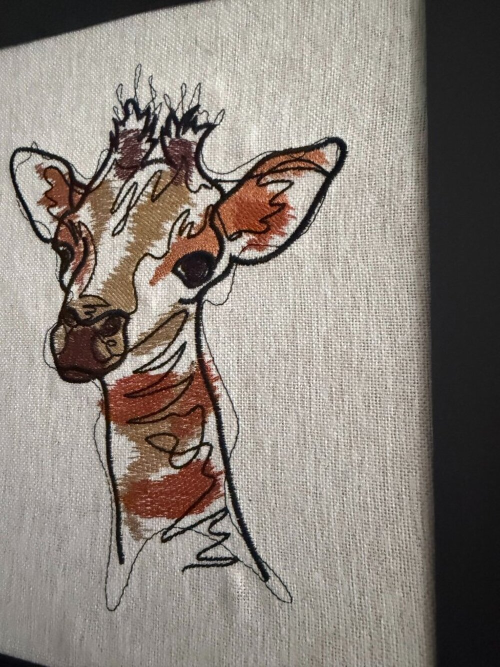 Homemade Giraffe Embroidered Framed Art 11X14 - Picture 3 of 7